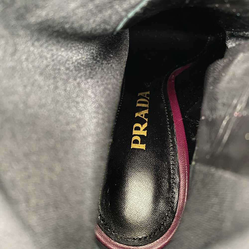 Prada Wine Red Leather Heeled Ankle Boots | Size 38.5 EU - Picture 9 of 12
